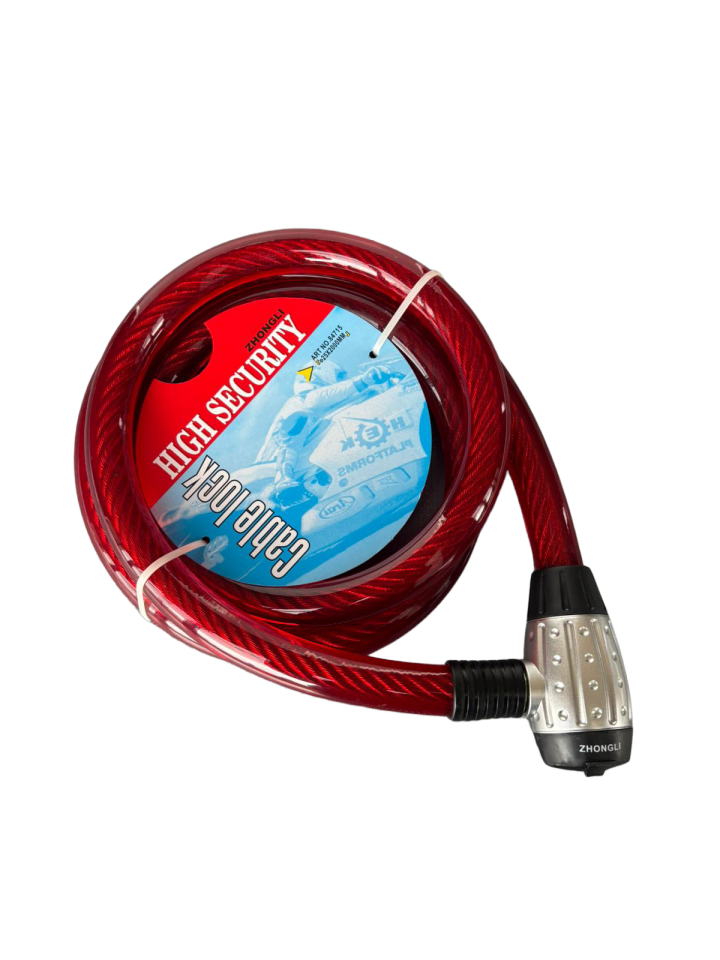SCHARF Motosiklet Kilidi 2000mm x 25mm Çelik Halat – Kırmızı Güvenlik Kilidi