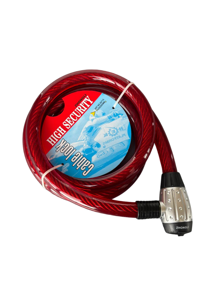 SCHARF Motosiklet Kilidi 2000mm x 25mm Çelik Halat – Kırmızı Güvenlik Kilidi