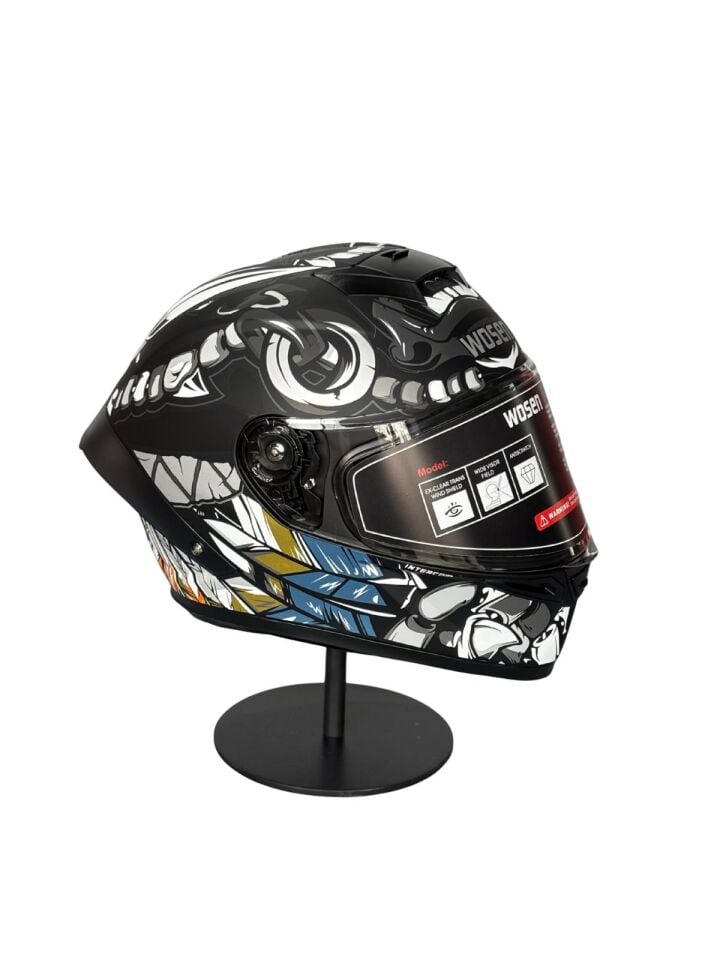 SCHARF Ws-602 Güneş Gözlüklü Full Face Kask (Şeffaf Vizörlü) MATT BLACK W5 (602)