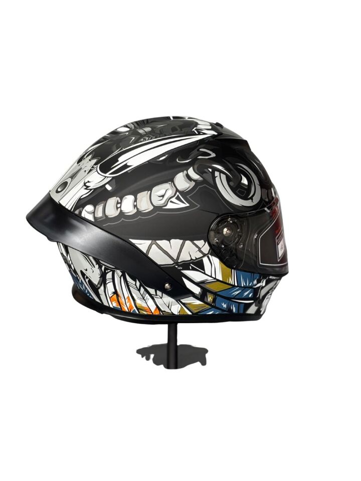 SCHARF Ws-602 Güneş Gözlüklü Full Face Kask (Şeffaf Vizörlü) MATT BLACK W5 (602)