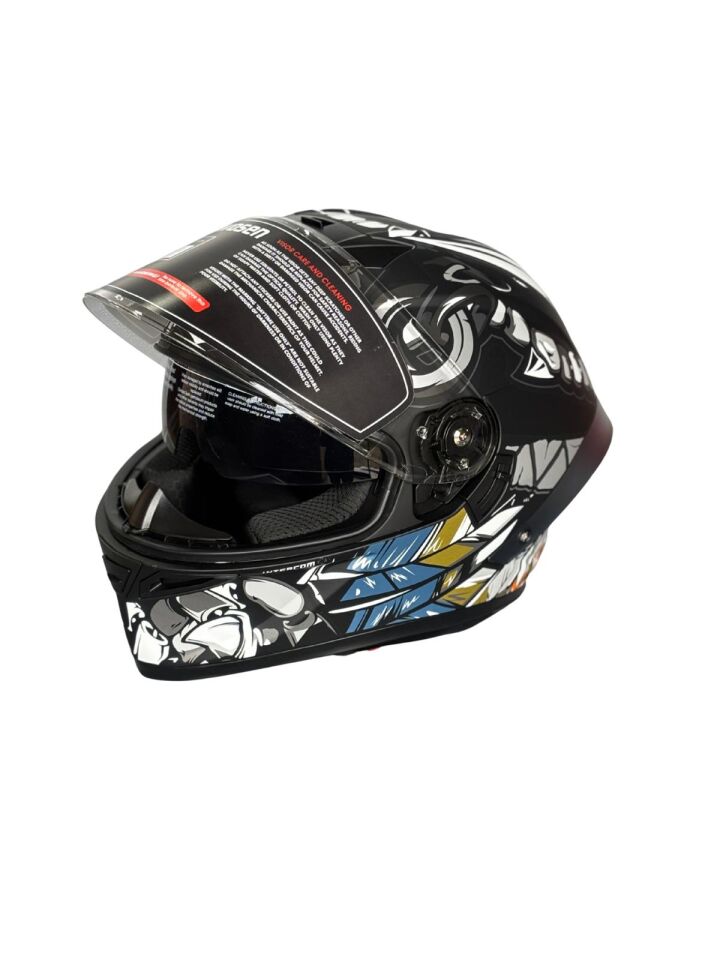 SCHARF Ws-602 Güneş Gözlüklü Full Face Kask (Şeffaf Vizörlü) MATT BLACK W5 (602)