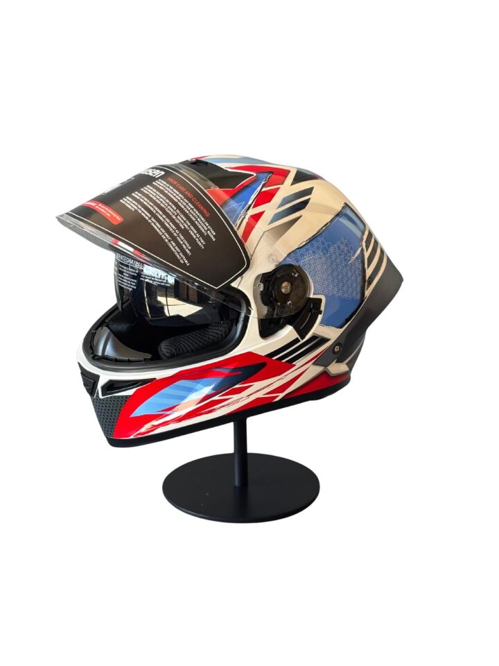 SCHARF Ws-602 Güneş Gözlüklü Full Face Kask (Şeffaf Vizörlü) WHITE K6 (602)