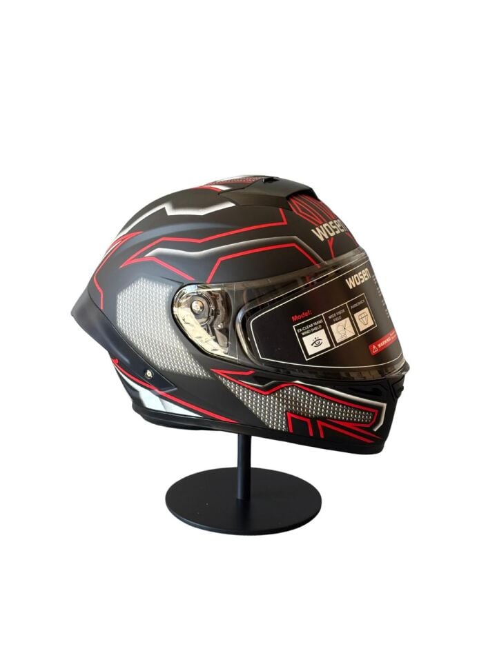 SCHARF Ws-602 Güneş Gözlüklü Full Face Kask (Şeffaf Vizörlü) MATT BLACK K1 (602)