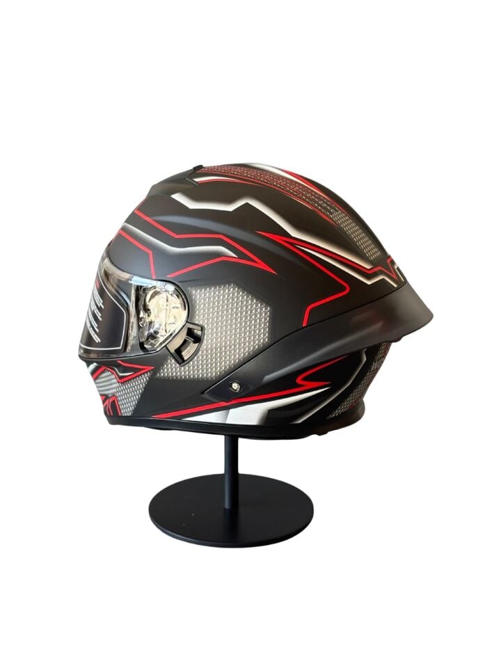 SCHARF Ws-602 Güneş Gözlüklü Full Face Kask (Şeffaf Vizörlü) MATT BLACK K1 (602)