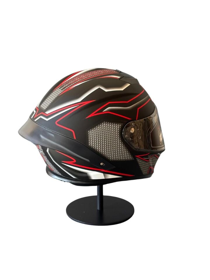 SCHARF Ws-602 Güneş Gözlüklü Full Face Kask (Şeffaf Vizörlü) MATT BLACK K1 (602)