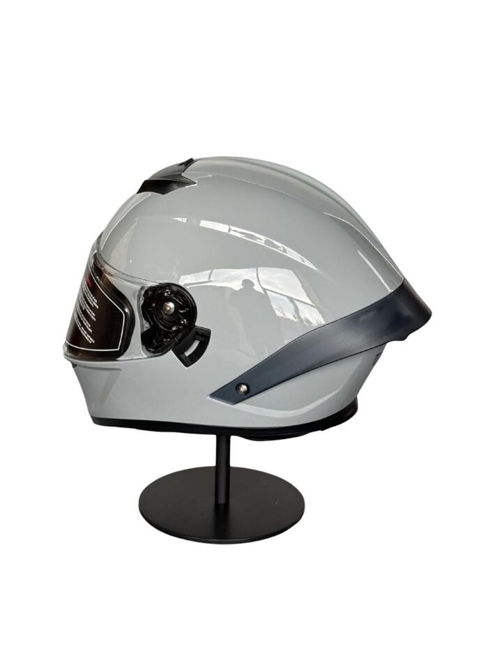 SCHARF Ws-602 Güneş Gözlüklü Full Face Kask (Şeffaf Vizörlü) Cement Grey (602)