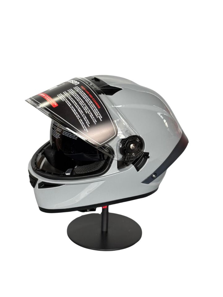 SCHARF Ws-602 Güneş Gözlüklü Full Face Kask (Şeffaf Vizörlü) Cement Grey (602)