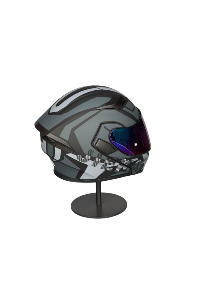 902 Güneş Vizörlü Çene Açılır Kask H1 GREY (RainBowGreen Vizörlü) Gri - L