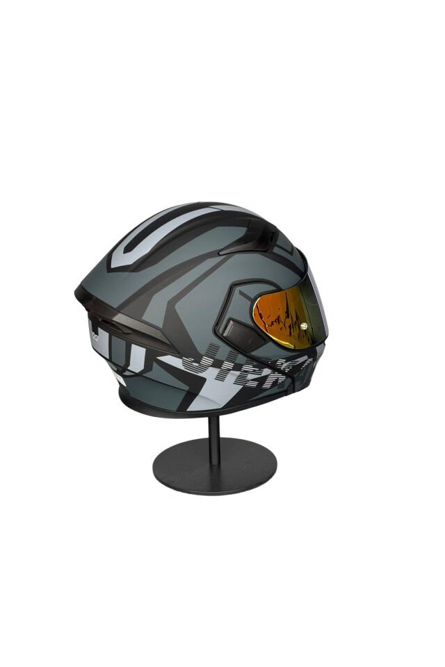 902 Güneş Vizörlü Çene Açılır Kask H1 GREY (RosePink Vizörlü) Gri - S