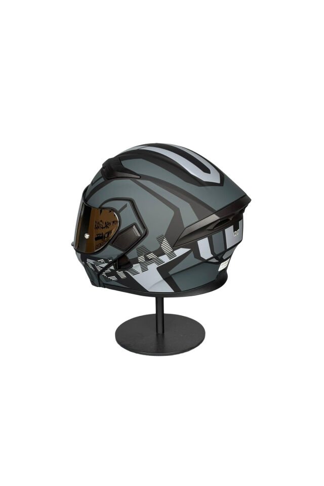 - 902 Güneş Vizörlü Çene Açılır Kask H1 GREY (Silver Vizörlü) Gri - L
