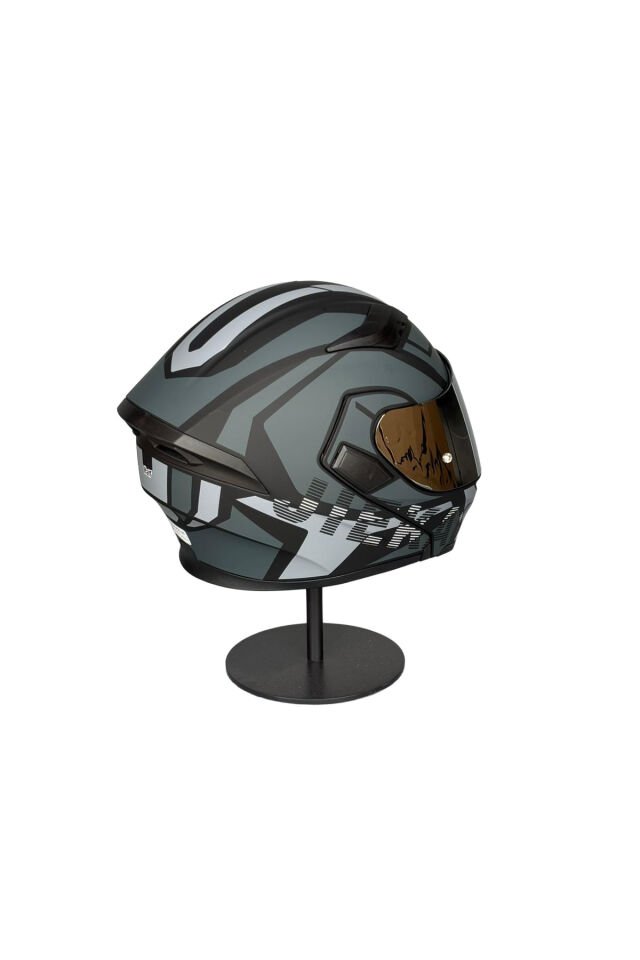 - 902 Güneş Vizörlü Çene Açılır Kask H1 GREY (Silver Vizörlü) Gri - L